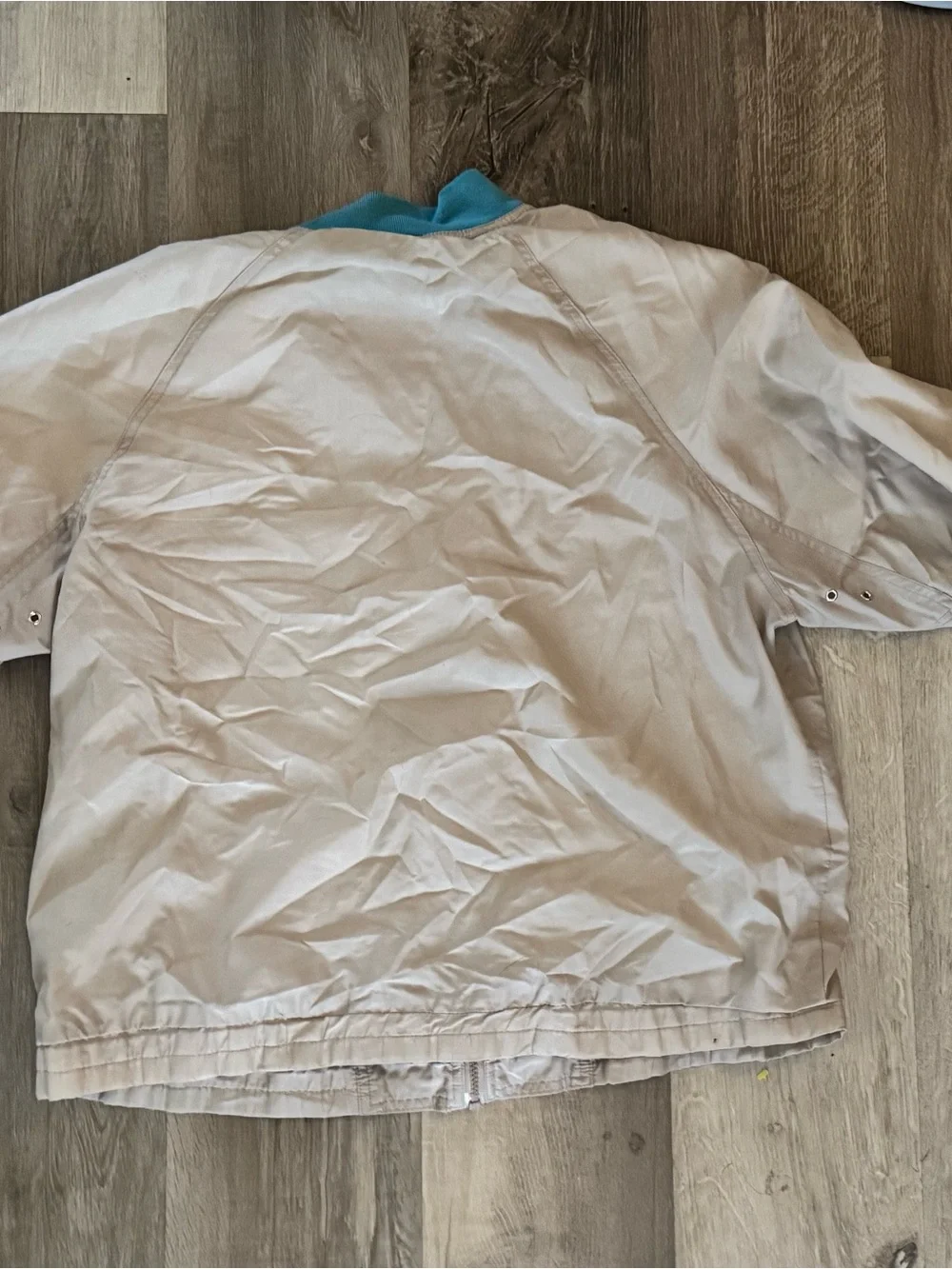 Vintage Pierre Cardin Cream Bomber Jacket with Teal Trim